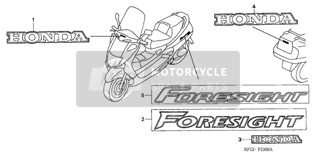 Honda FES250 2001 Sticker voor een 2001 Honda FES250